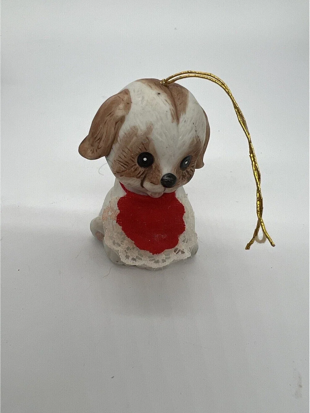 Vintage Jasco L'il Chimers Playful Puppy Dog Porcelain Bell Christmas Ornament